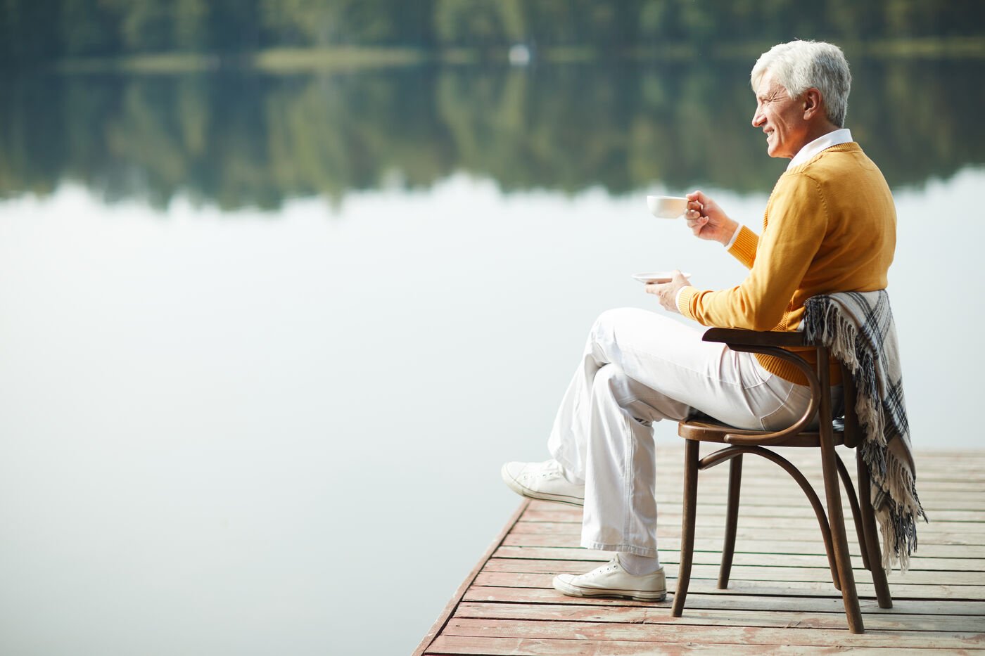Retired business owner at the lake
